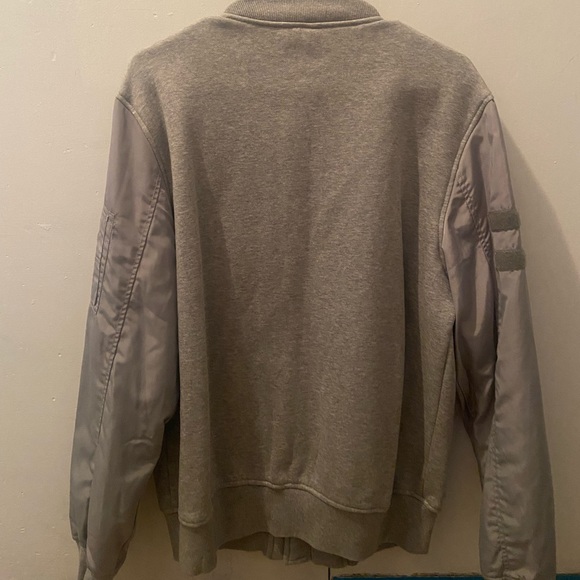 H&M Bomber Jacket Gray with Nylon Sleeves - Picture 3 of 5